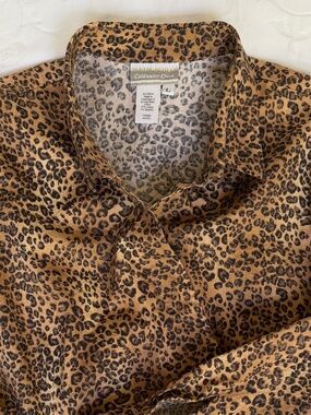 Women’s Leopard Print Wrap Blouse Coldwater Creek Sz L
